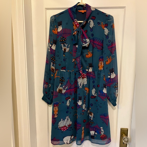 Modcloth Dresses & Skirts - Modcloth Teal Dress with Circus Pattern